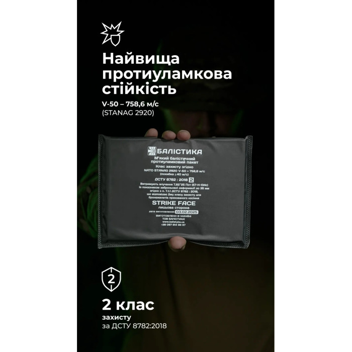 Балістичний пакет (2 клас | 15×20 см | 250 г | НВМПЕ ✡ Ізраїль) ТМ Балістика 105021202