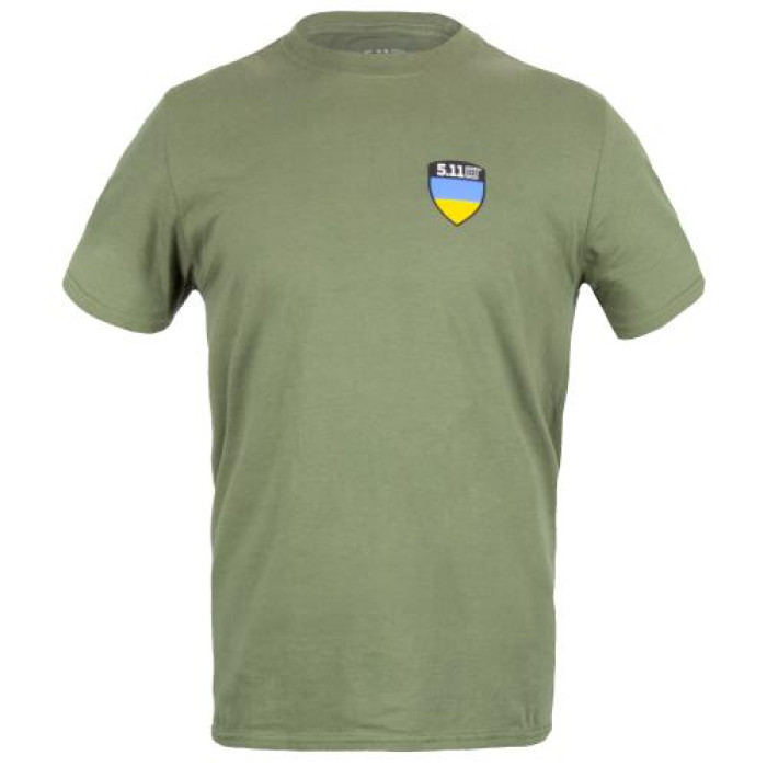 Футболка Military Green 2XL 5.11 з малюнком Tactical Shield Ukraine лімітована серія 41273-225