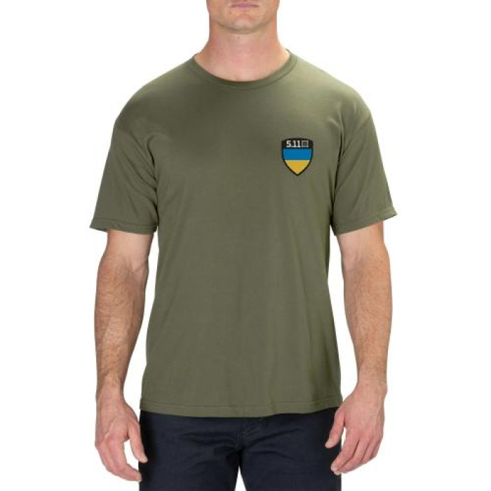 Футболка Military Green 2XL 5.11 з малюнком Tactical Shield Ukraine лімітована серія 41273-225
