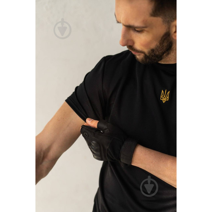 Футболка Black L Logos COOLMAX з вишивкою золотий Герб 04-09-00-0003