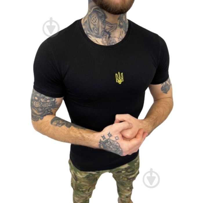 Футболка Black L Logos COOLMAX з вишивкою золотий Герб 04-09-00-0003