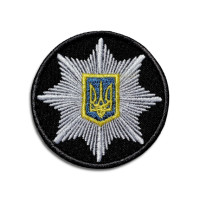 Кокарда Поліція кругла 6см на ліпучці чорна (ТИП 3)