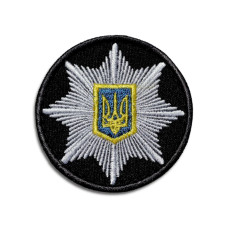 Кокарда Поліція кругла 6см на ліпучці чорна (ТИП 3)