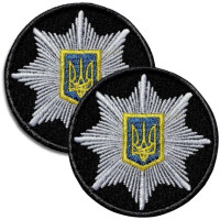 Кокарда Поліція кругла 6 см на липучці чорна (тип 2)