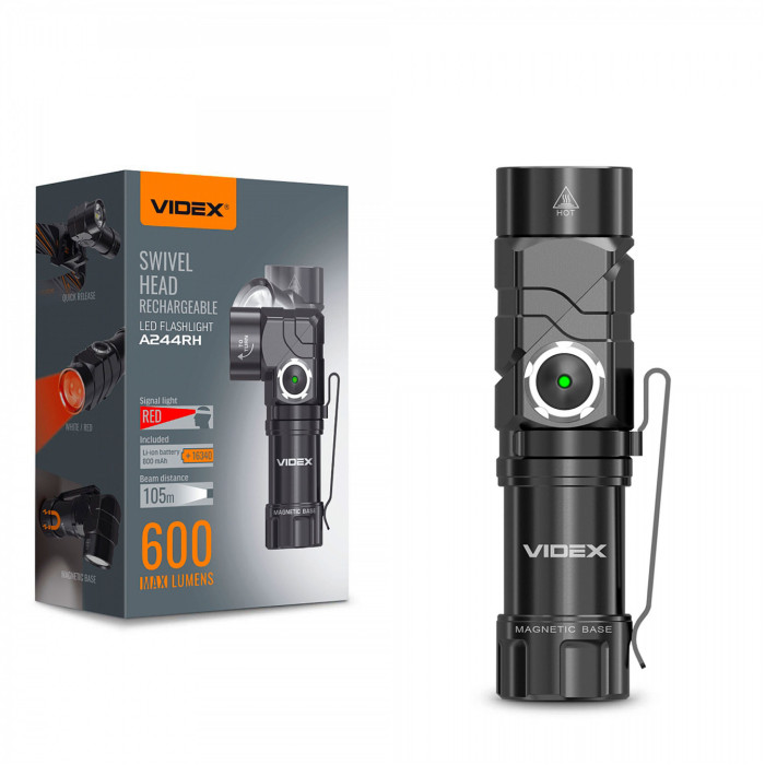 Ліхтар VIDEX портативний світодіодний 600Lm 5000K VLF-A244RH