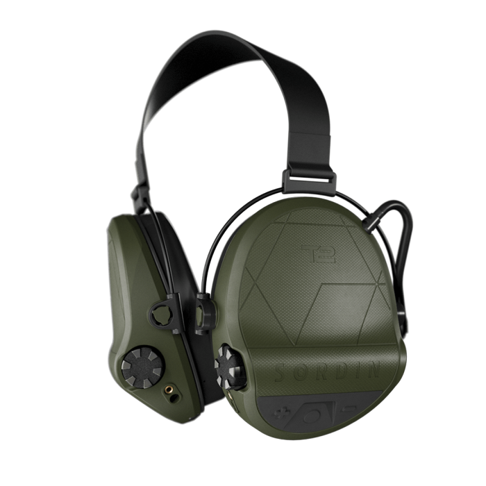 Активні навушники Sordin Supreme T2 Neckband із заднім тримачем під шолом - олива