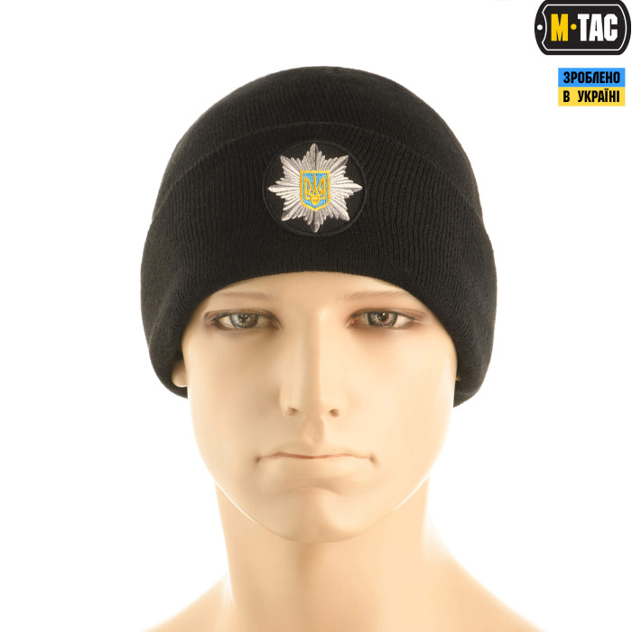 M-Tac шапка Поліція тонка в'язка 100% акрил Black S/M