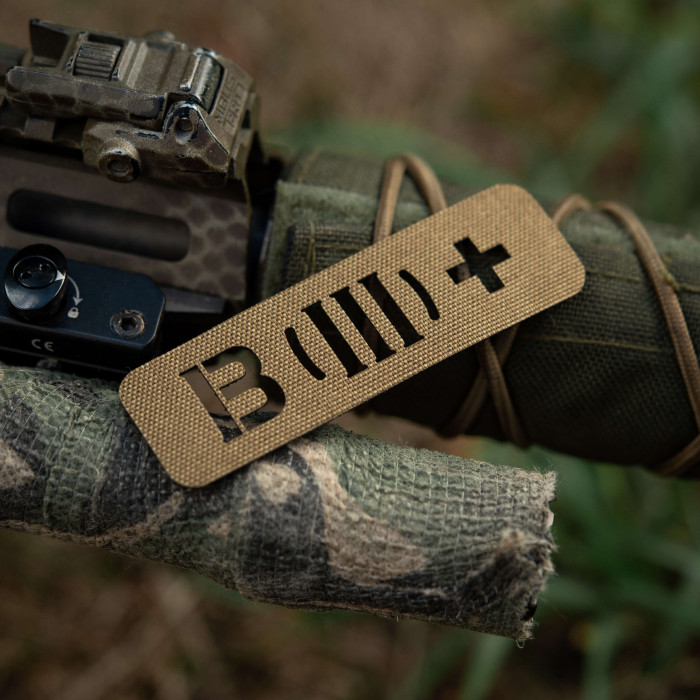 M-Tac нашивка група крові B (III) + наскрізна Laser Cut 25х80 Coyote