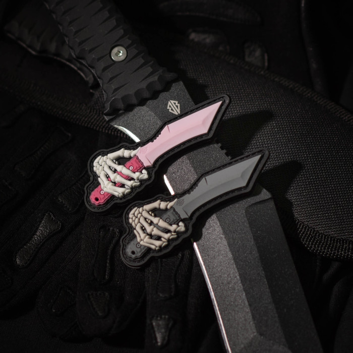 M-Tac нашивка Skeleton Knife PVC Grey