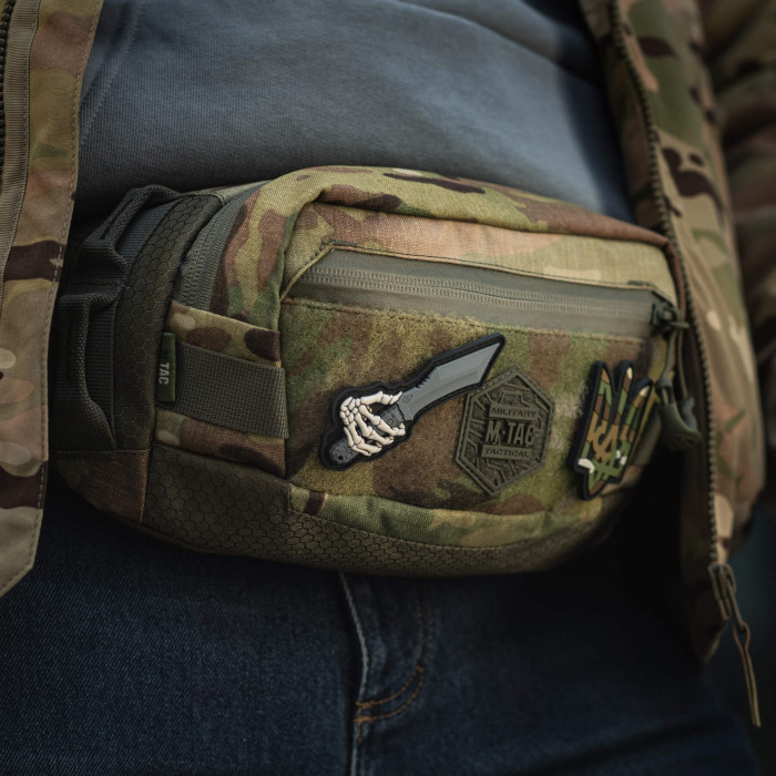 M-Tac нашивка Skeleton Knife PVC Grey