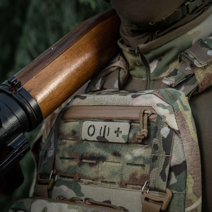 M-Tac нашивка група крові O (I) + наскрізна Laser Cut 25х80 Multicam