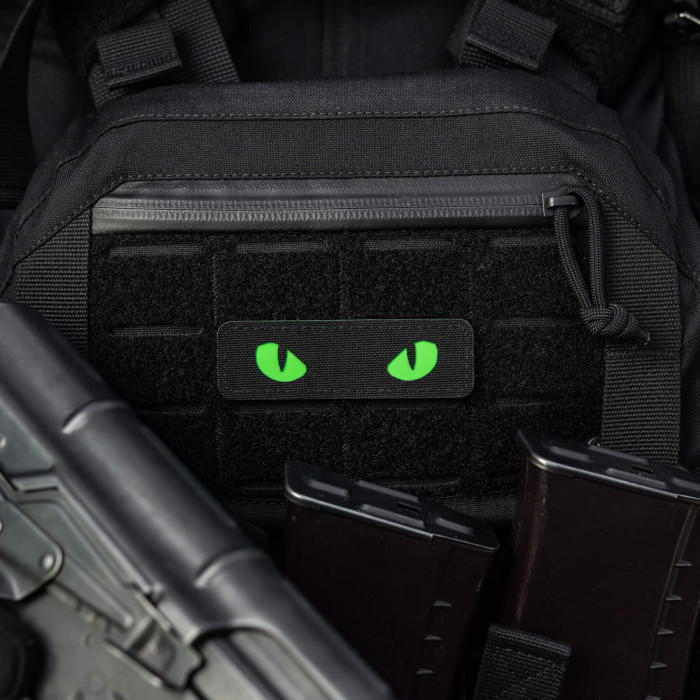 M-Tac нашивка Cat Eyes Laser Cut Black/Green/GID