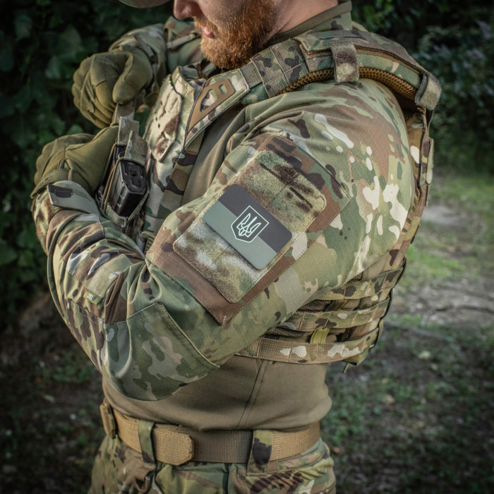 M-Tac нашивка прапор України з гербом (80х50 мм) Olive/GID