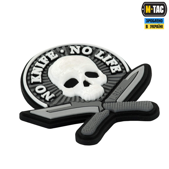 M-Tac нашивка No Knife - No Life 3D PVC Black/White