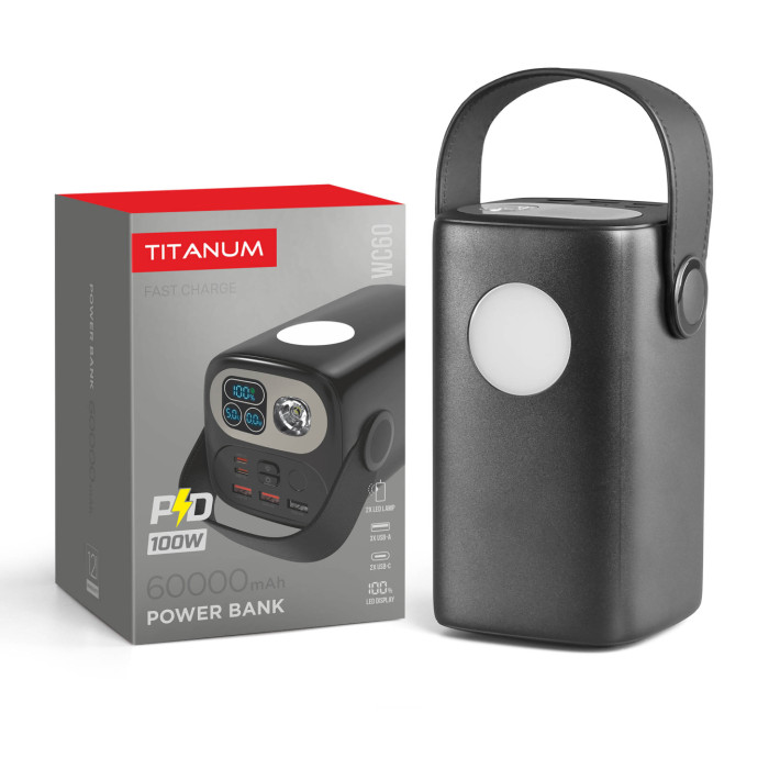 Power Bank TITANUM Black 60000mAh 100W PD TPB-WC60-B