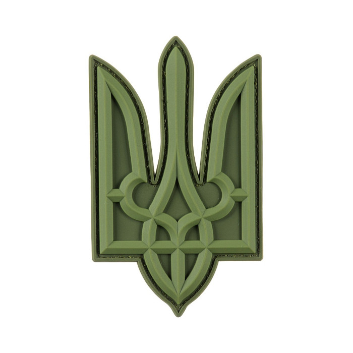Нашивка Тризуб PVC великий олива
