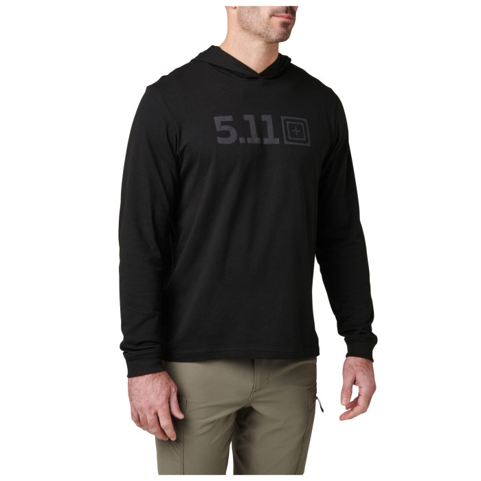 Реглан Black M 5.11 з капюшоном Hooded Long Sleeve 76165-019