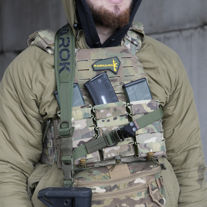 Ремінь збройовий RAGNAROK триточковий з широким наплічником "KRAKEN" carbine Олива